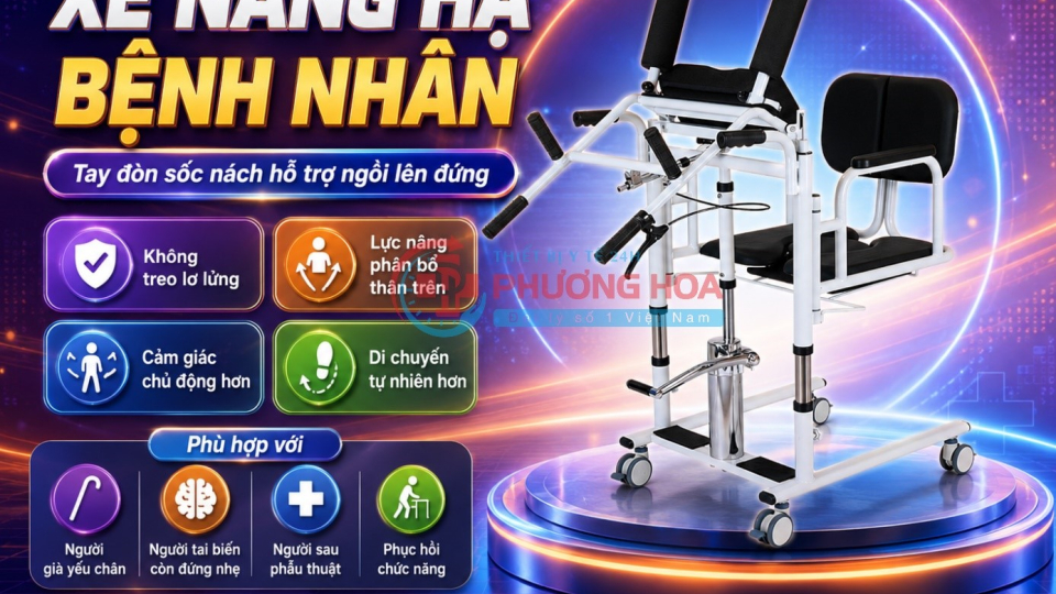 Ưu điểm của xe nâng hạ có tay đòn sốc nách trong hỗ trợ di chuyển người bệnh